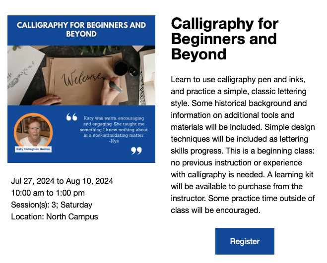 Calligraphy Basics Class