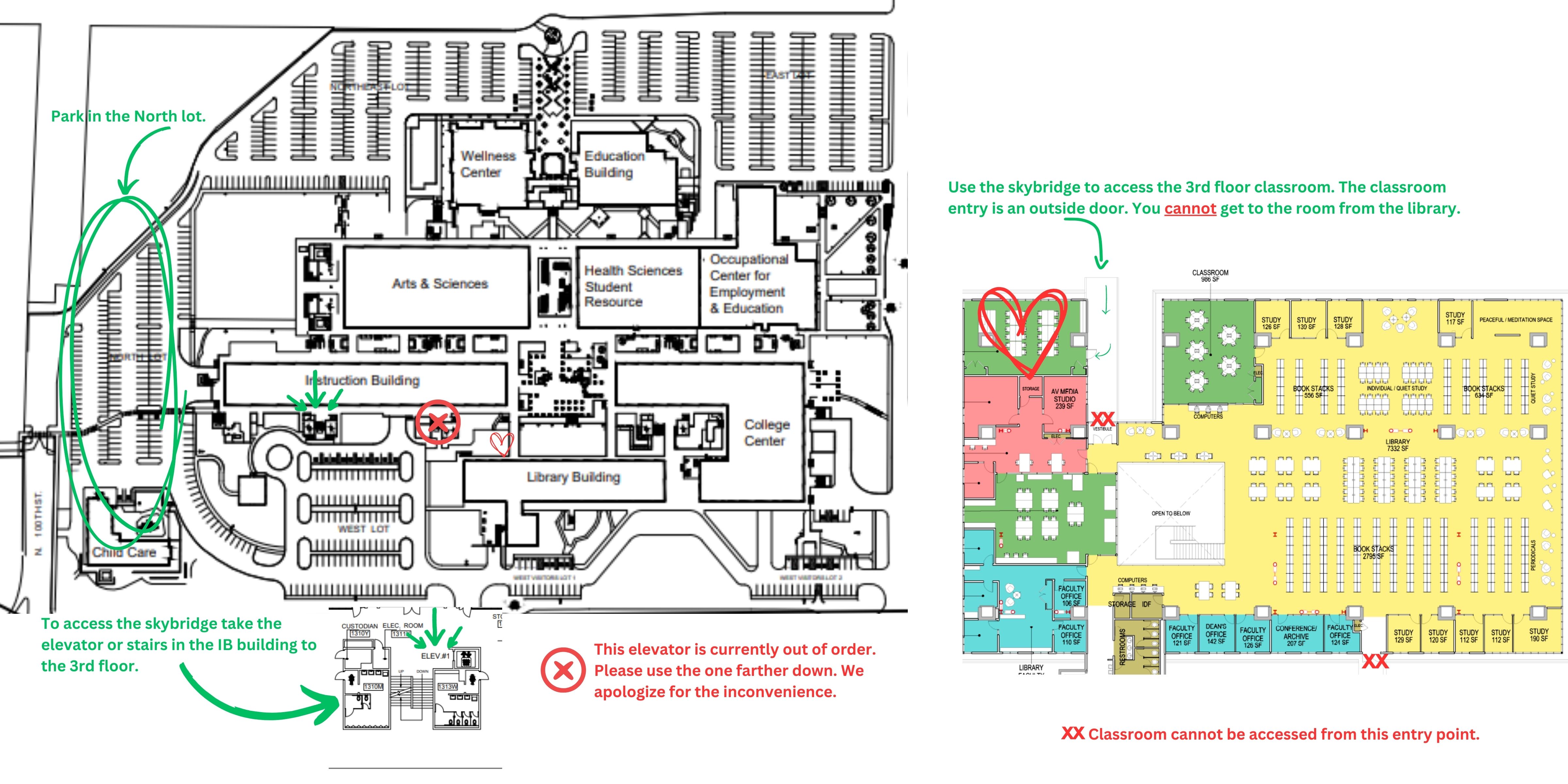 Continuing Education Class Room Map